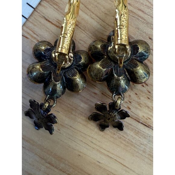 Pink & Purple Floral Swarovski Crystal Earrings By Joan Rivers, Vintage - Picture 9 of 11
